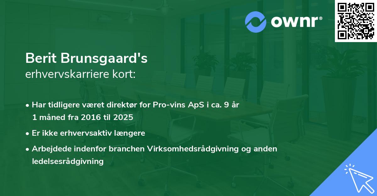 Berit Brunsgaard's erhvervskarriere kort