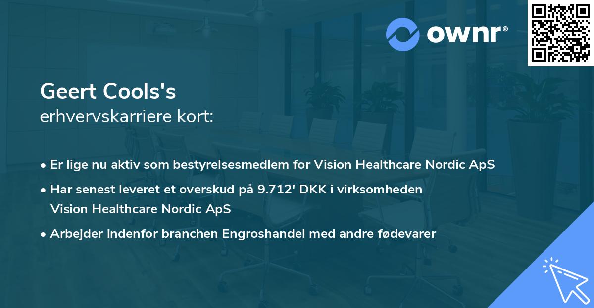 Geert Cools's erhvervskarriere kort