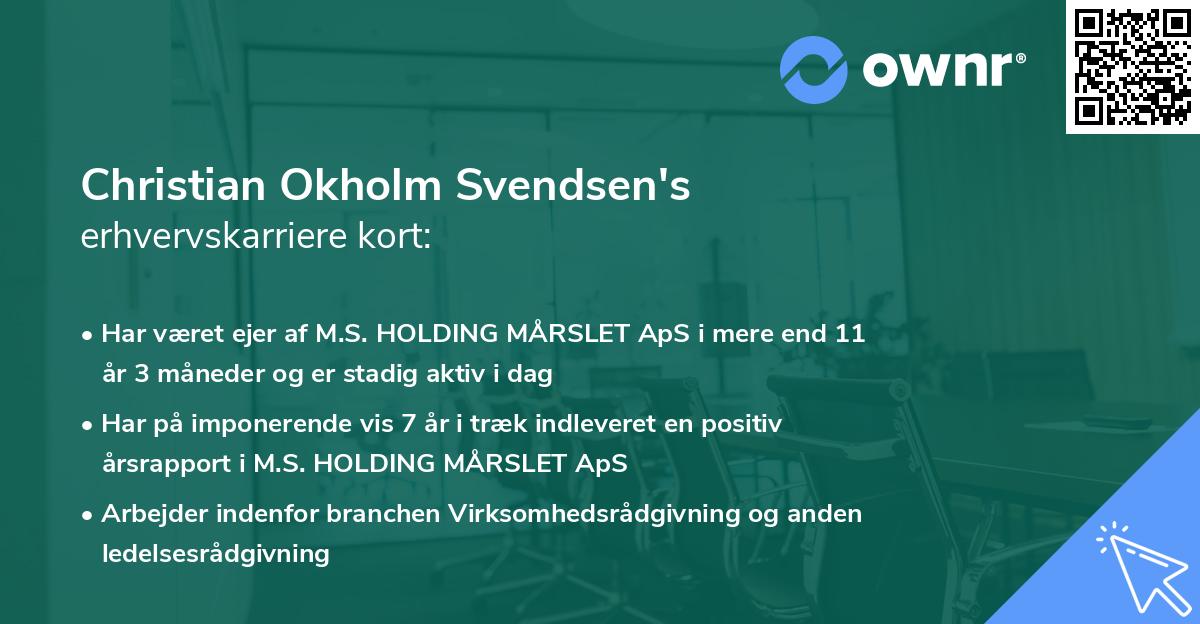 Christian Okholm Svendsen's erhvervskarriere kort