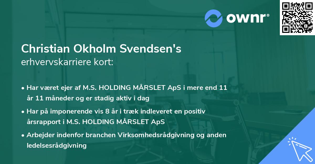 Christian Okholm Svendsen's erhvervskarriere kort