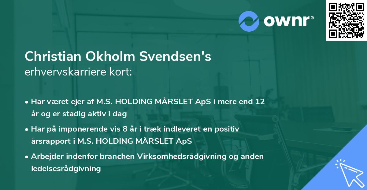 Christian Okholm Svendsen's erhvervskarriere kort