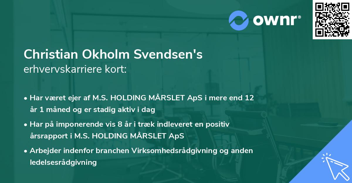 Christian Okholm Svendsen's erhvervskarriere kort