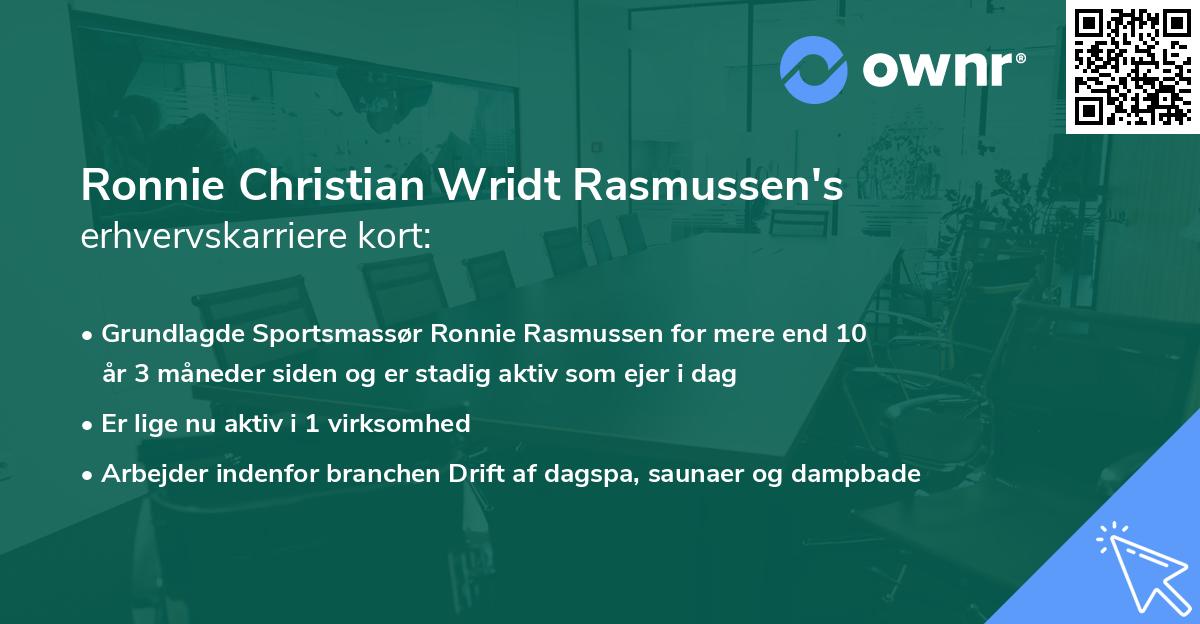 Ronnie Christian Wridt Rasmussen's erhvervskarriere kort