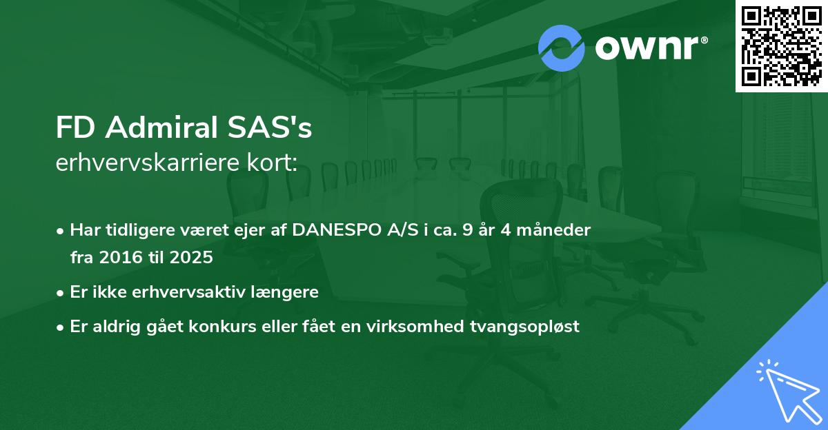 FD Admiral SAS's erhvervskarriere kort