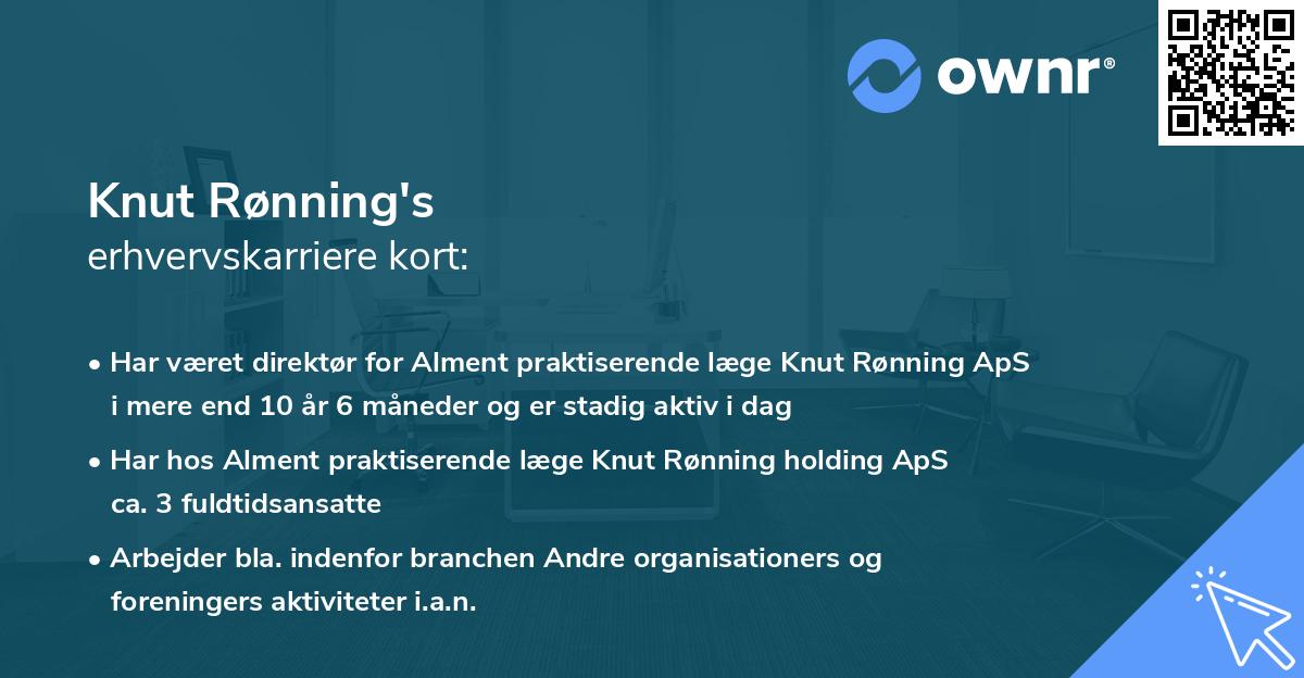 Knut Rønning's erhvervskarriere kort