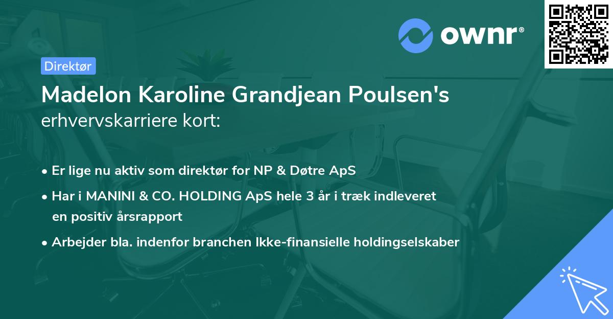 Madelon Karoline Grandjean Poulsen's erhvervskarriere kort