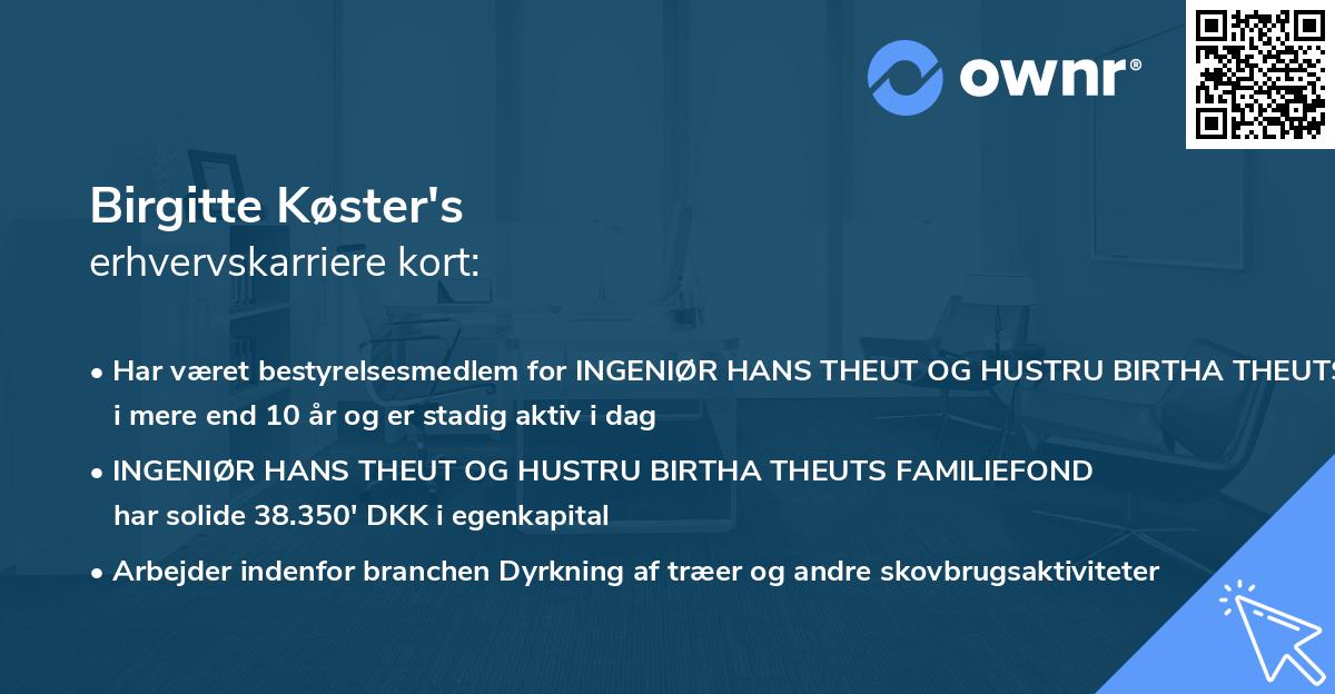 Birgitte Køster's erhvervskarriere kort