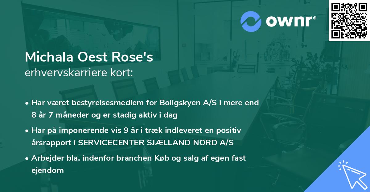 Michala Oest Rose's erhvervskarriere kort