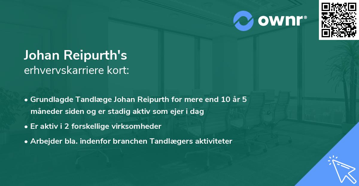 Johan Reipurth's erhvervskarriere kort