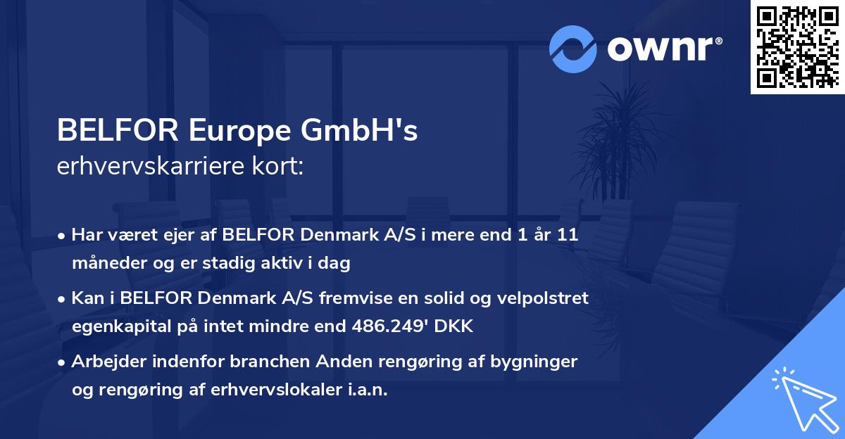 BELFOR Europe GmbH's erhvervskarriere kort