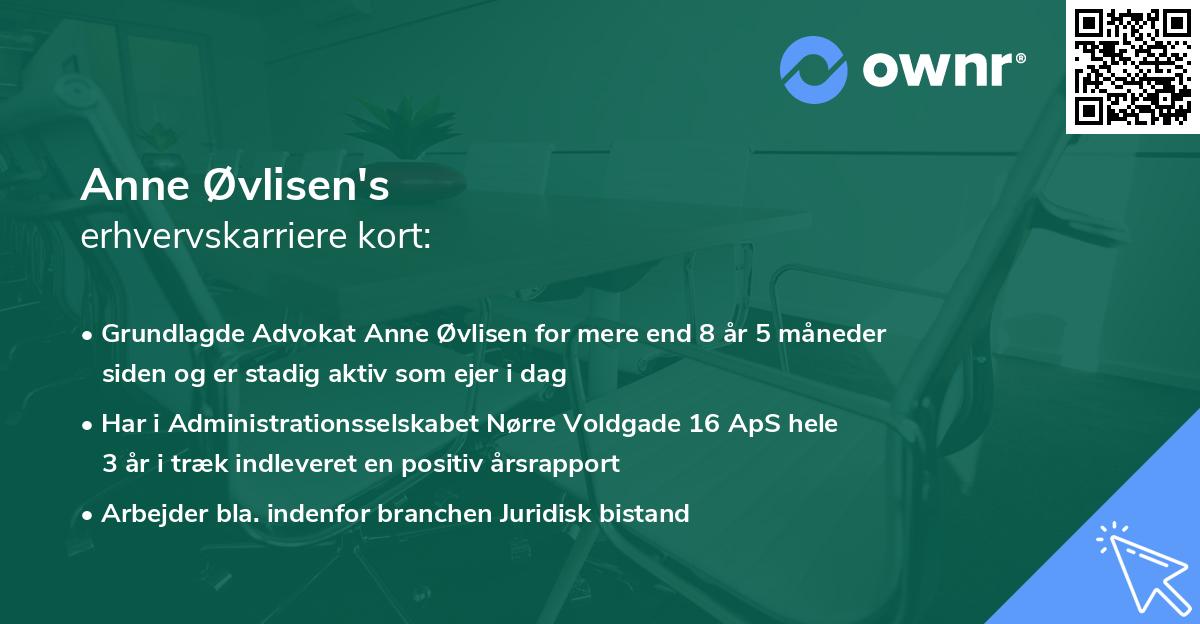 Anne Øvlisen's erhvervskarriere kort