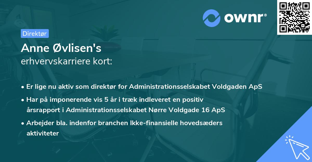 Anne Øvlisen's erhvervskarriere kort