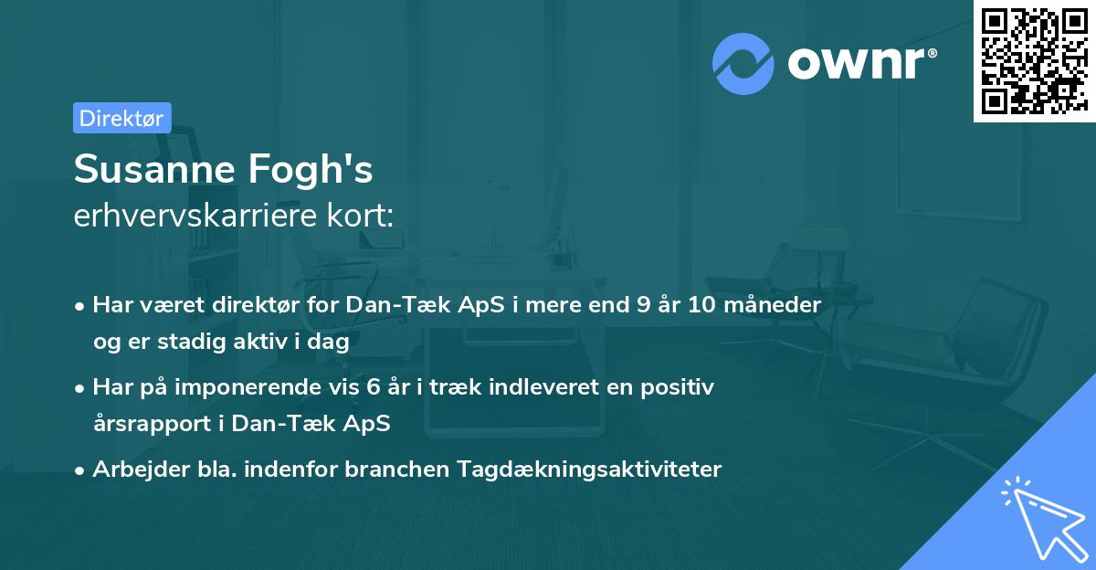 Susanne Fogh's erhvervskarriere kort