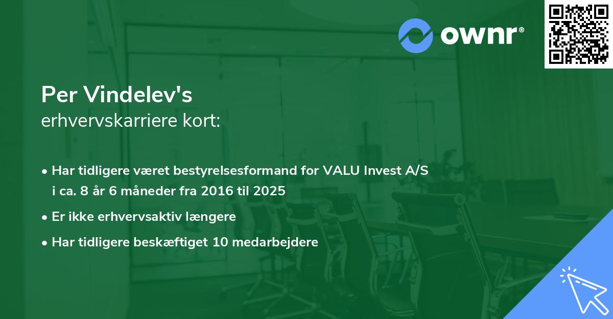 Per Vindelev's erhvervskarriere kort