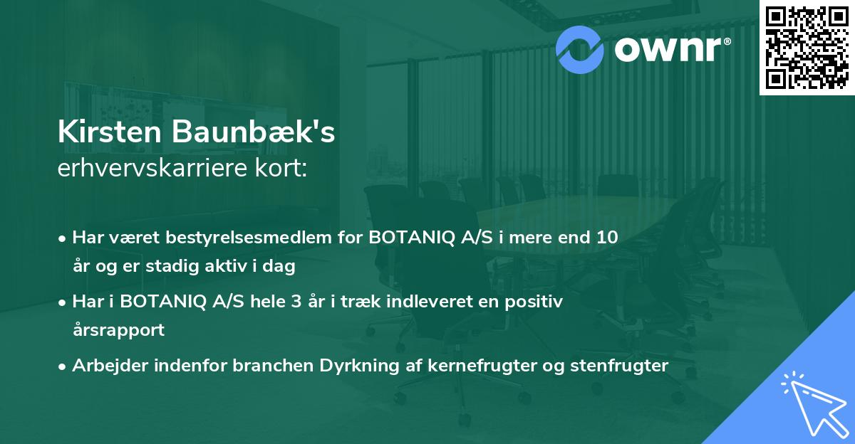 Kirsten Baunbæk's erhvervskarriere kort