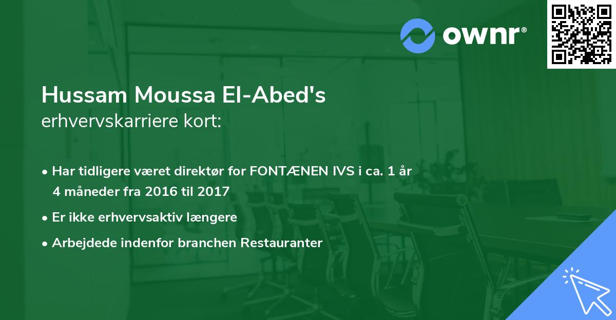 Hussam Moussa El-Abed's erhvervskarriere kort