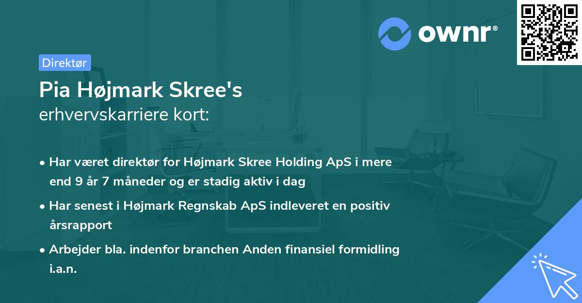 Pia Højmark Skree's erhvervskarriere kort