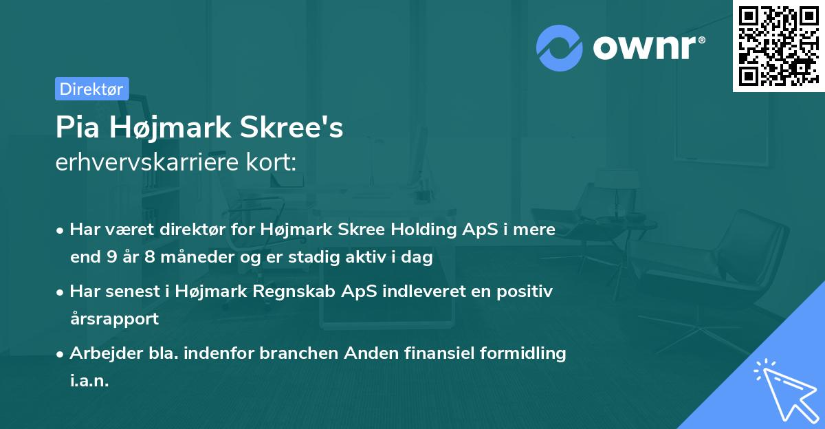 Pia Højmark Skree's erhvervskarriere kort