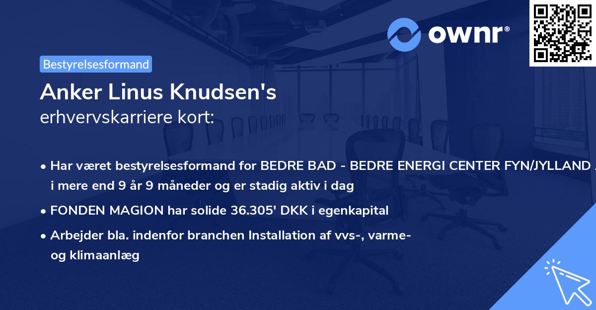 Anker Linus Knudsen's erhvervskarriere kort