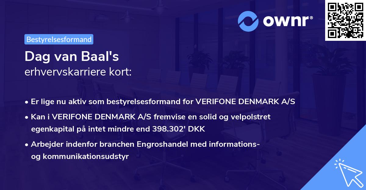 Dag van Baal's erhvervskarriere kort