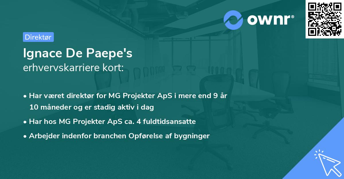 Ignace De Paepe's erhvervskarriere kort