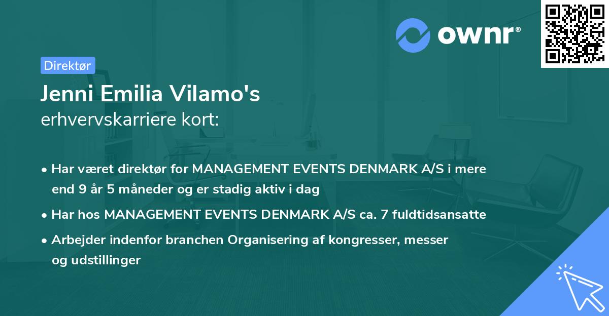 Jenni Emilia Vilamo's erhvervskarriere kort