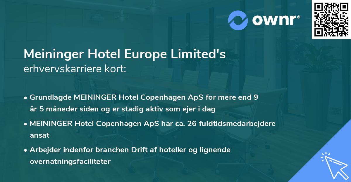 Meininger Hotel Europe Limited's erhvervskarriere kort