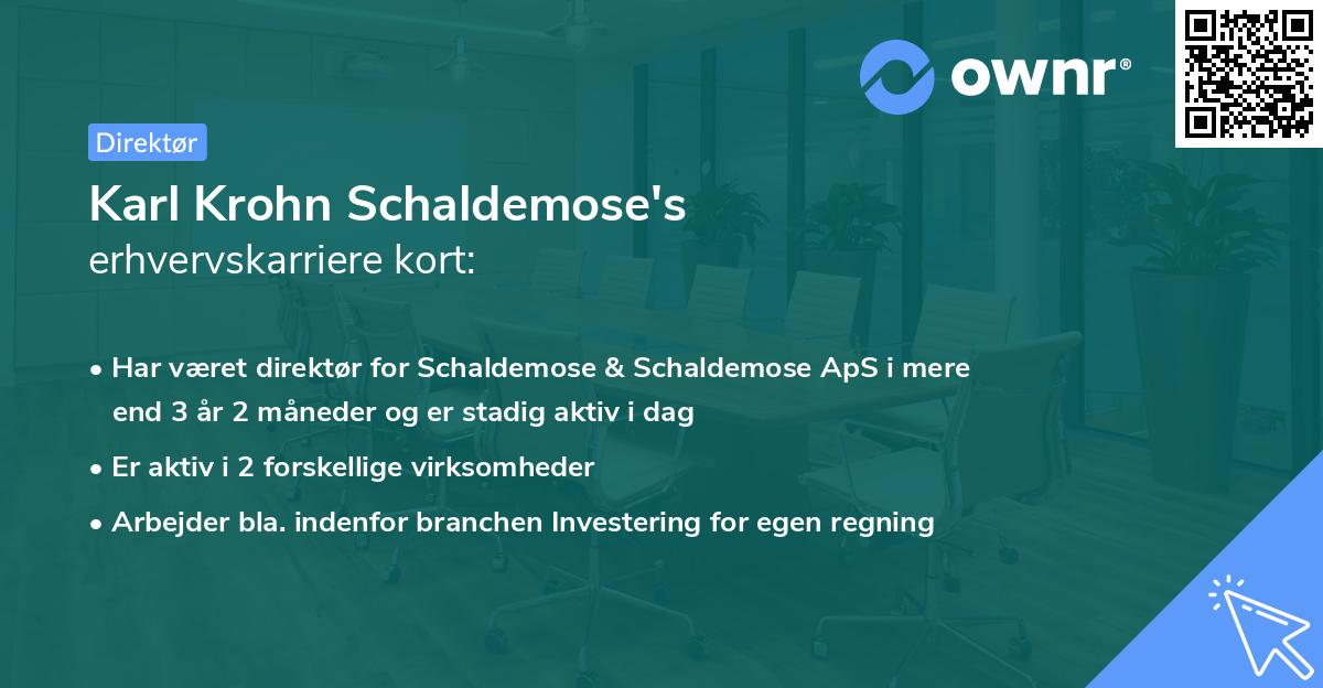 Karl Krohn Schaldemose's erhvervskarriere kort