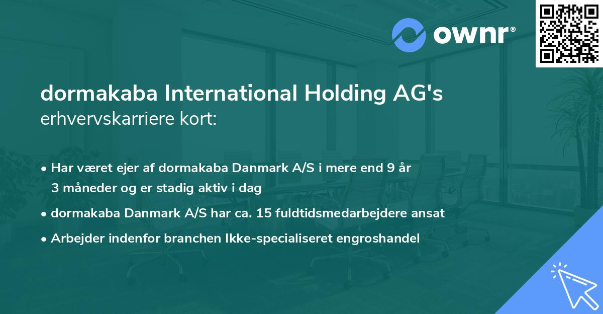 dormakaba International Holding AG's erhvervskarriere kort