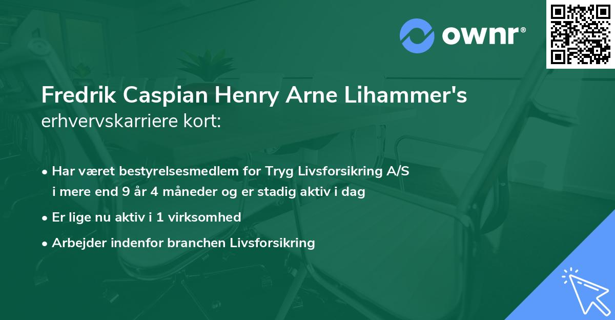 Fredrik Caspian Henry Arne Lihammer's erhvervskarriere kort