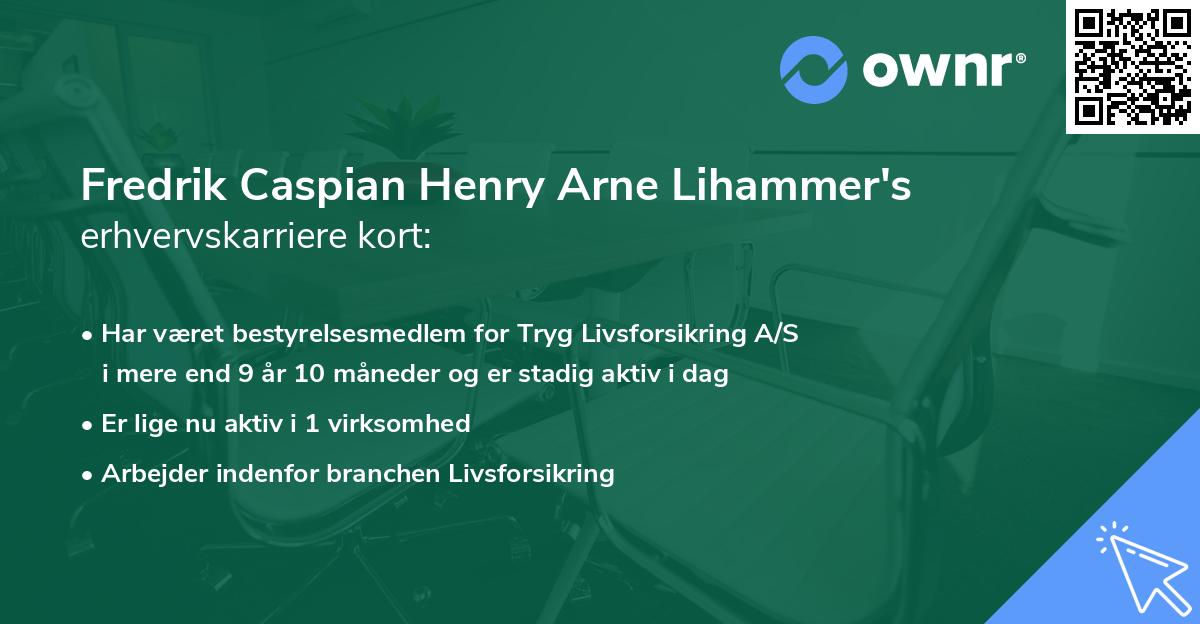 Fredrik Caspian Henry Arne Lihammer's erhvervskarriere kort