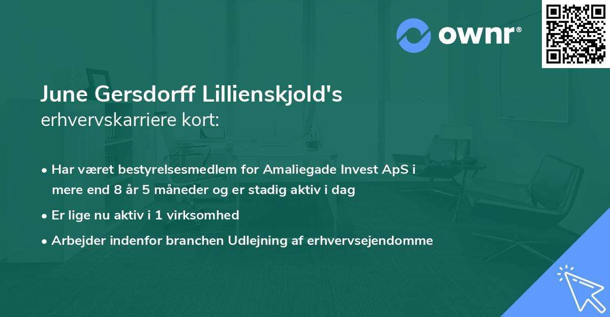 June Gersdorff Lillienskjold's erhvervskarriere kort
