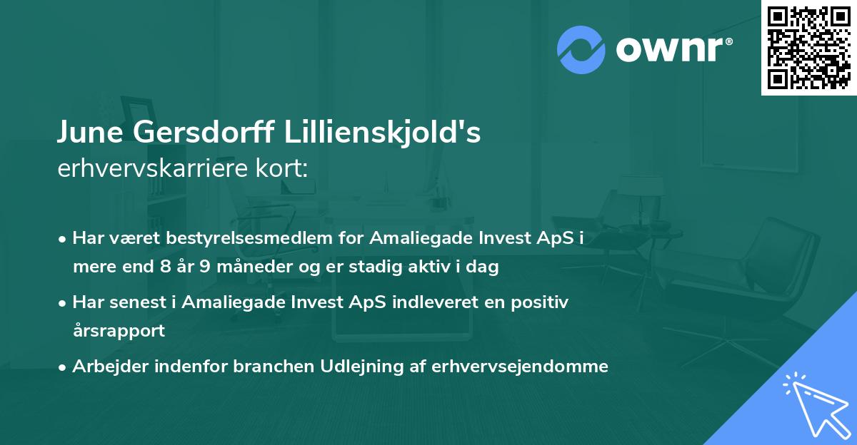 June Gersdorff Lillienskjold's erhvervskarriere kort