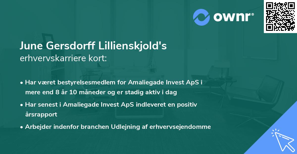 June Gersdorff Lillienskjold's erhvervskarriere kort