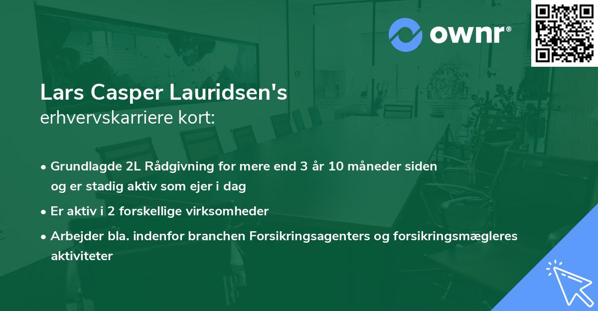 Lars Casper Lauridsen's erhvervskarriere kort