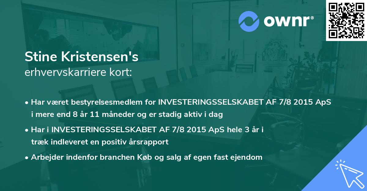 Stine Kristensen's erhvervskarriere kort