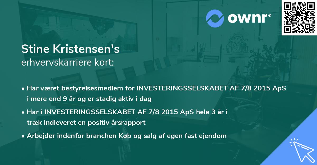 Stine Kristensen's erhvervskarriere kort