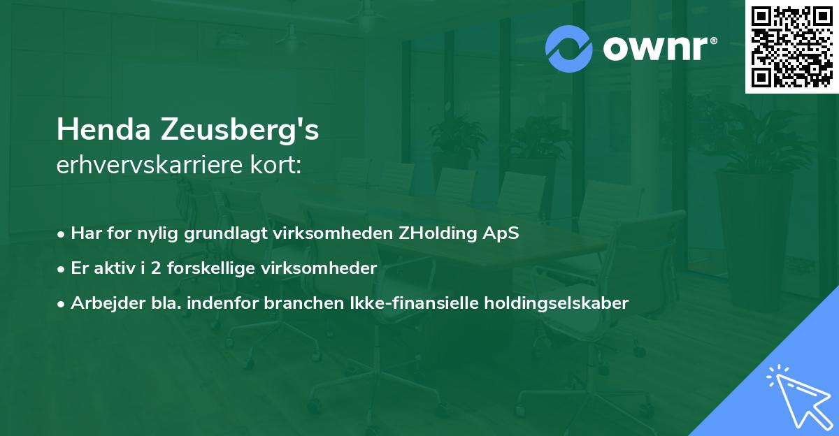 Henda Zeusberg's erhvervskarriere kort