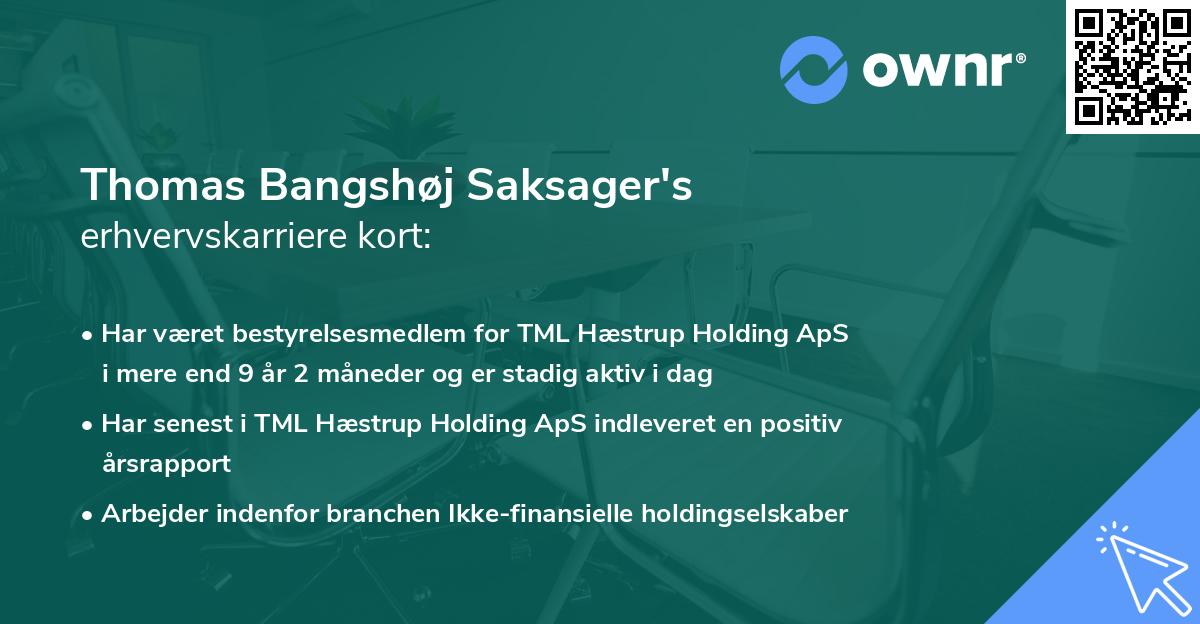 Thomas Bangshøj Saksager's erhvervskarriere kort