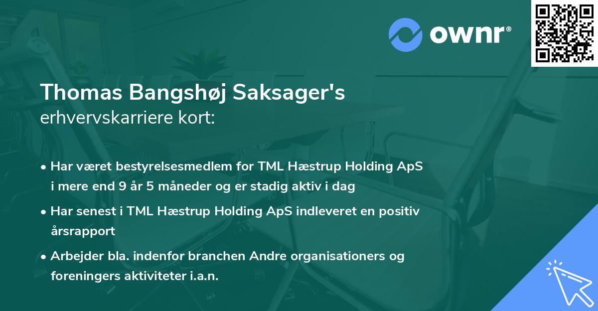 Thomas Bangshøj Saksager's erhvervskarriere kort