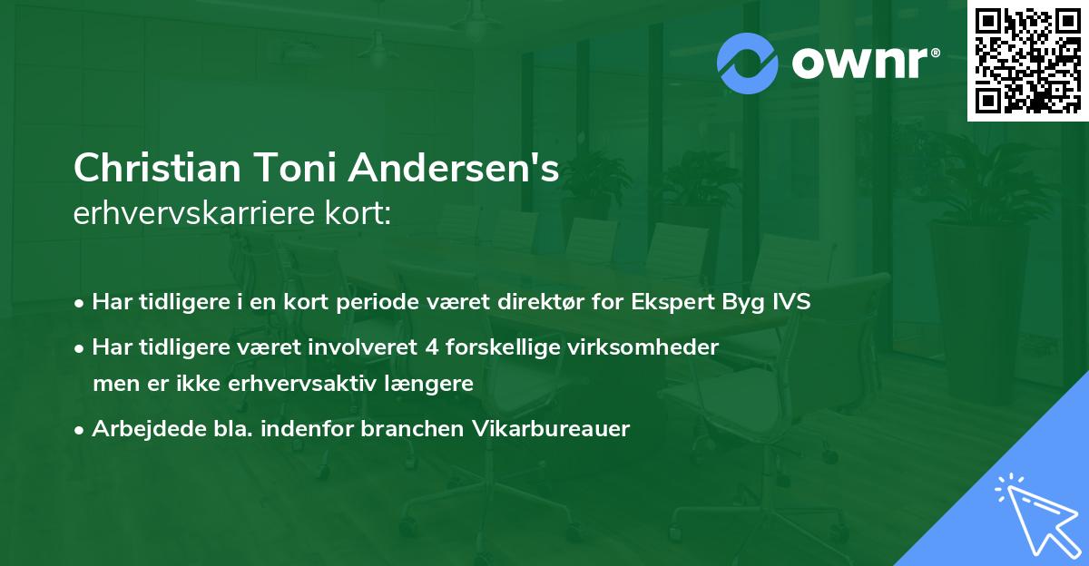 Christian Toni Andersen's erhvervskarriere kort
