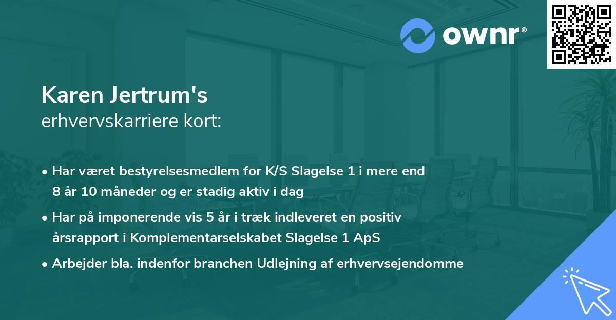 Karen Jertrum's erhvervskarriere kort