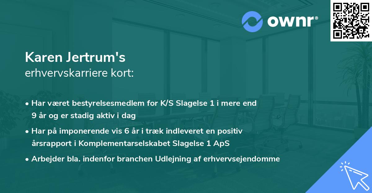 Karen Jertrum's erhvervskarriere kort