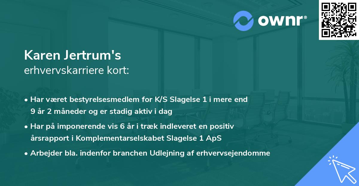 Karen Jertrum's erhvervskarriere kort