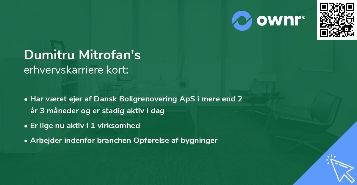 Dumitru Mitrofan's erhvervskarriere kort