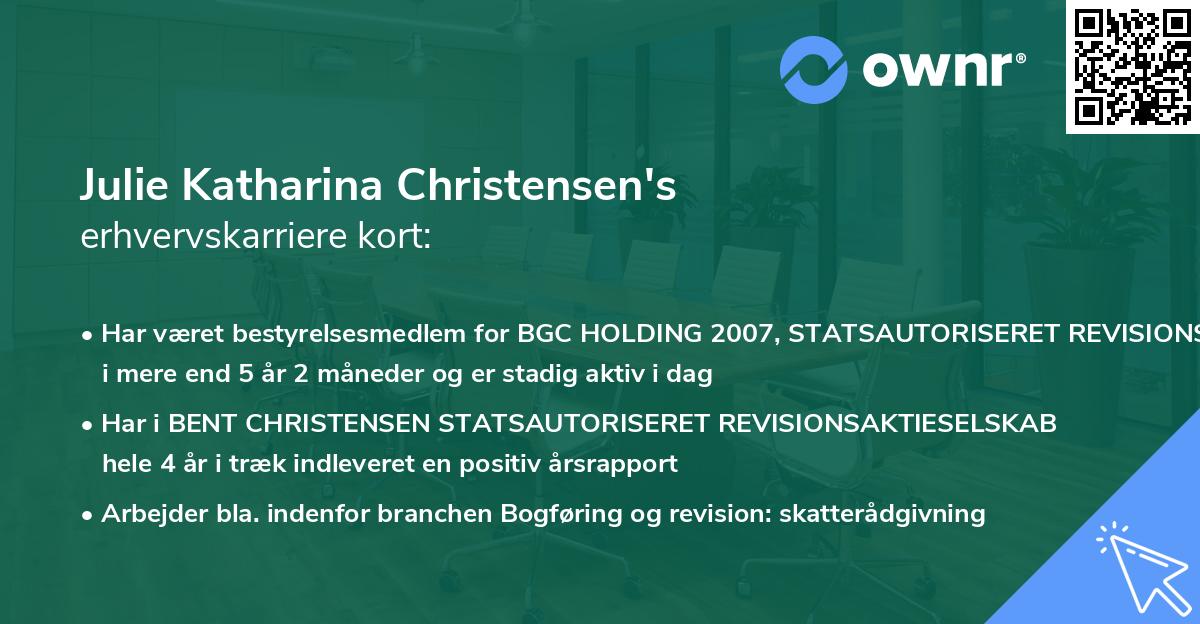 Julie Katharina Christensen's erhvervskarriere kort