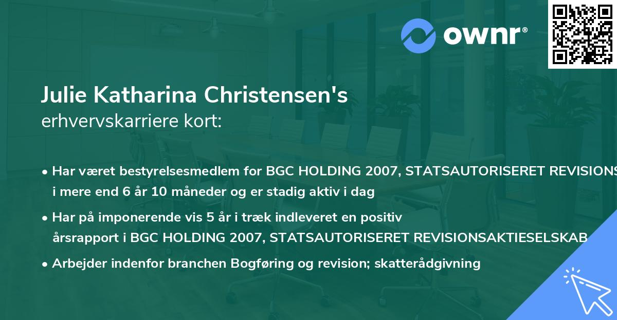 Julie Katharina Christensen's erhvervskarriere kort