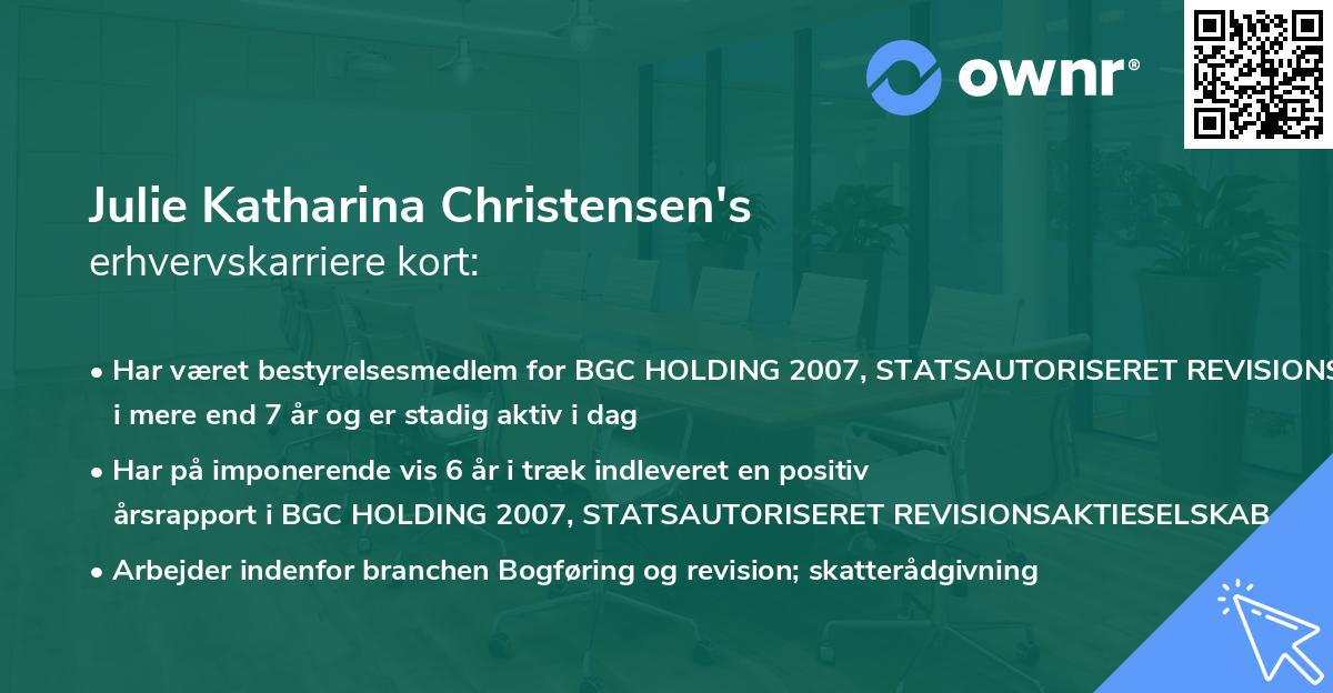 Julie Katharina Christensen's erhvervskarriere kort