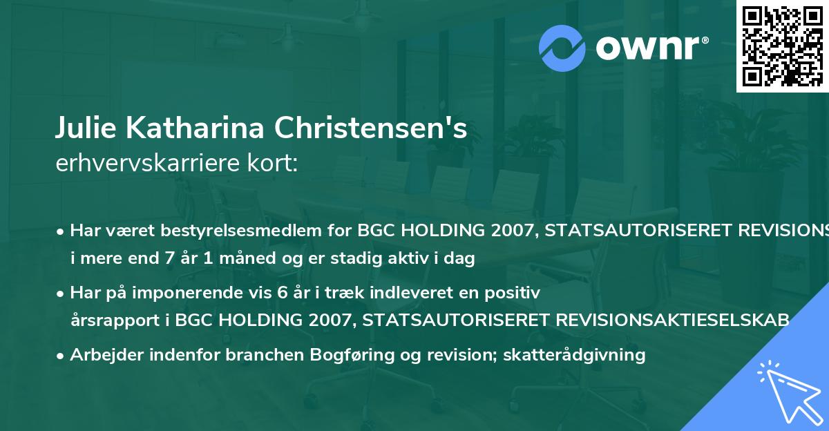 Julie Katharina Christensen's erhvervskarriere kort