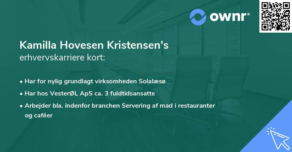 Kamilla Hovesen Kristensen's erhvervskarriere kort